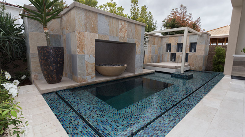 Backyard Private Resort With a Small Tile Pool