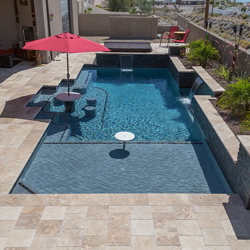 Smaller Pool with Bar Stools & Umbrella