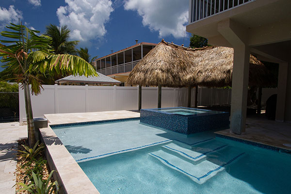 Thatch-Roof Shaded Palapa, Mexican Beach Resort