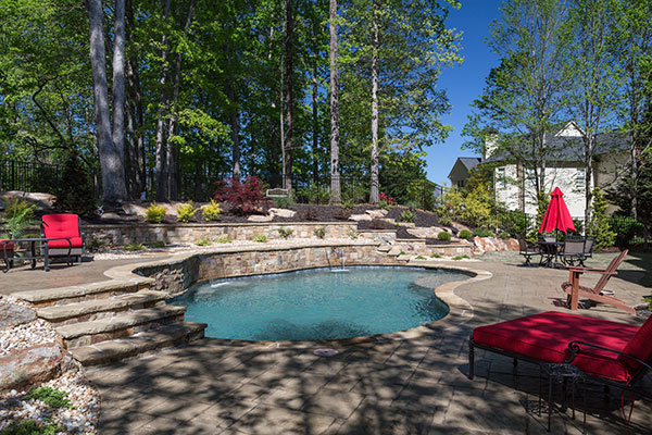 Sunken Patio with Pool, Inground Pool