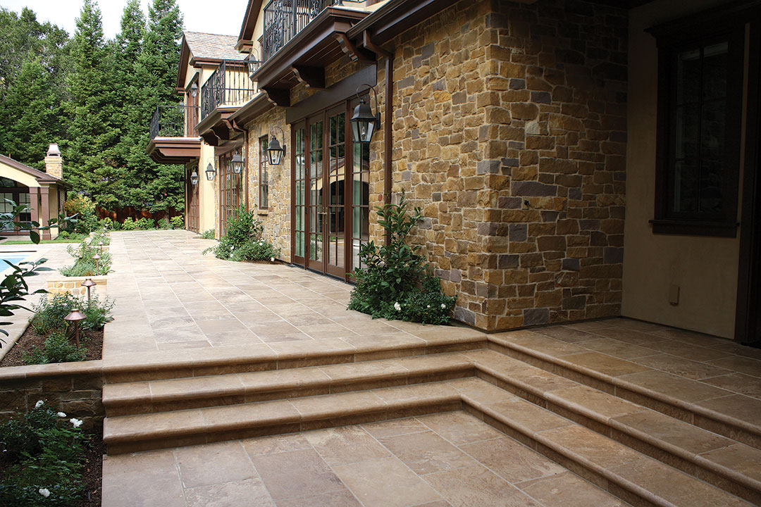 Side of House with Noce Travertine