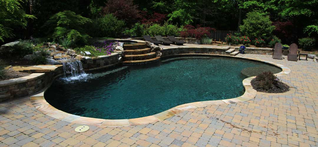Backyard Dark Green In Ground Pool, Pool Environment