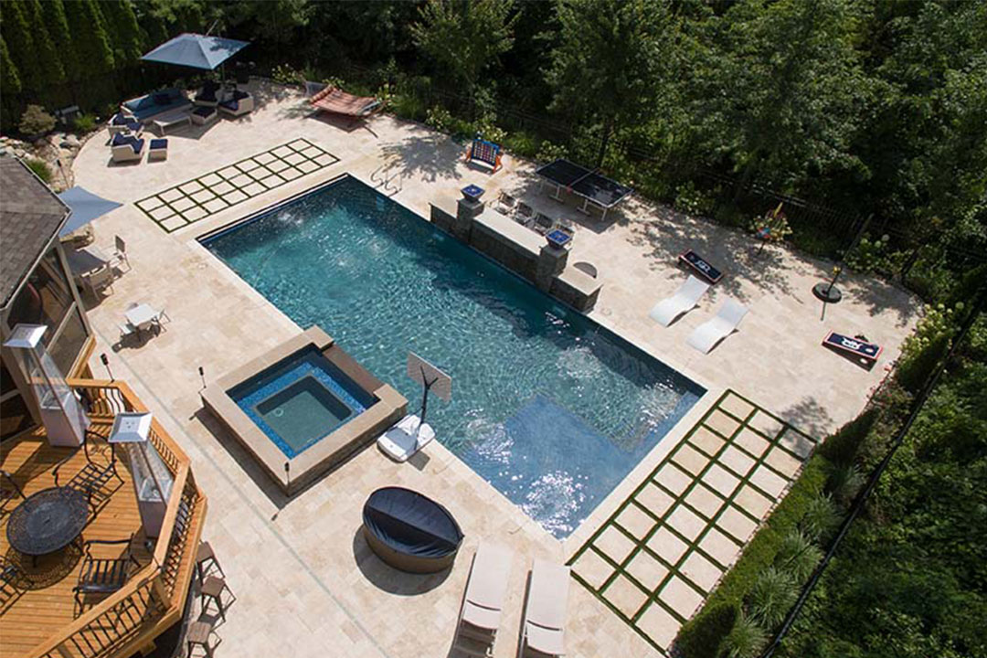 Rectangular Inground Pool with HotTub
